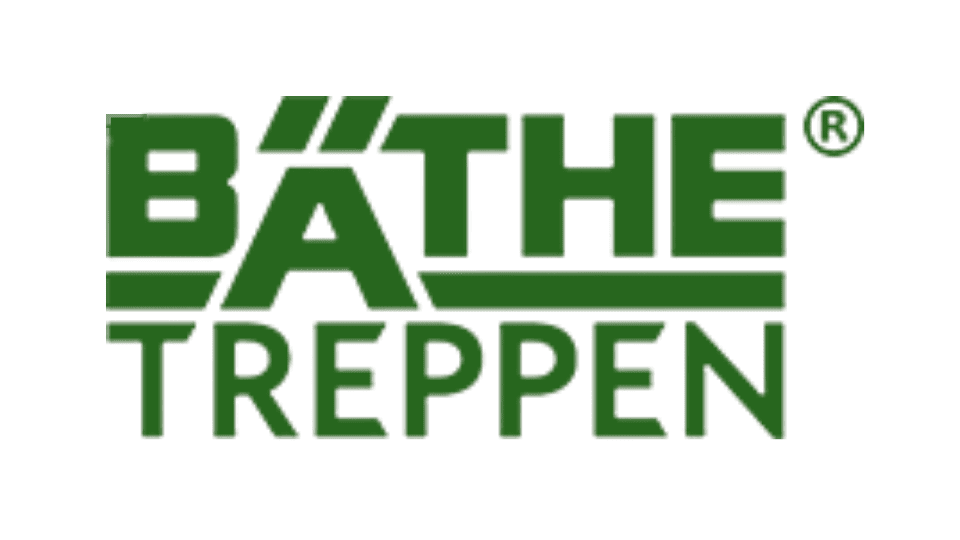Logo von Bäthe Treppen mit grünem Schriftzug und stilisiertem Treppenelement
