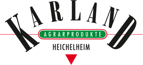 Logo von Karland Agrarprodukte Heichelheim mit grünem Schriftzug und rotem Pfeilsymbol
