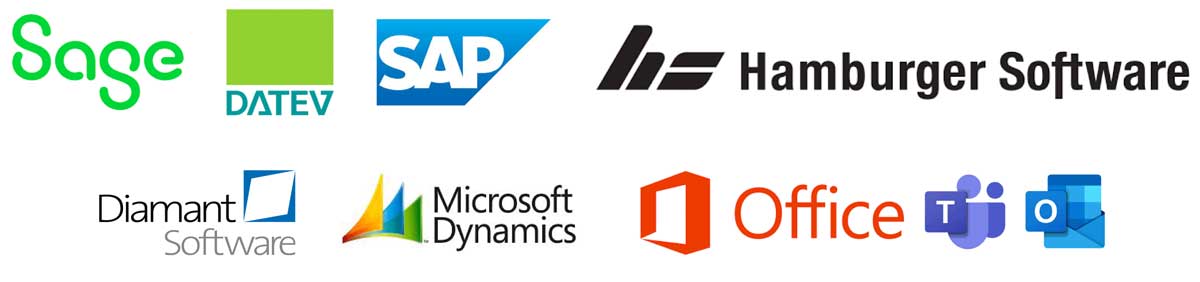 Unsere ECM-Lösungen DocuWare & JobRouter verfügen über Schnittstellen zu Sage, DATEV, SAP, Hamburger Software, Diamant Software, Microsoft Dynamics, Office (Outlook, Teams) und weitere. Unsere ECM-Lösungen DocuWare & JobRouter verfügen über Schnittstellen zu Sage, DATEV, SAP, Hamburger Software, Diamant Software, Microsoft Dynamics, Office (Outlook, Teams) und weitere.